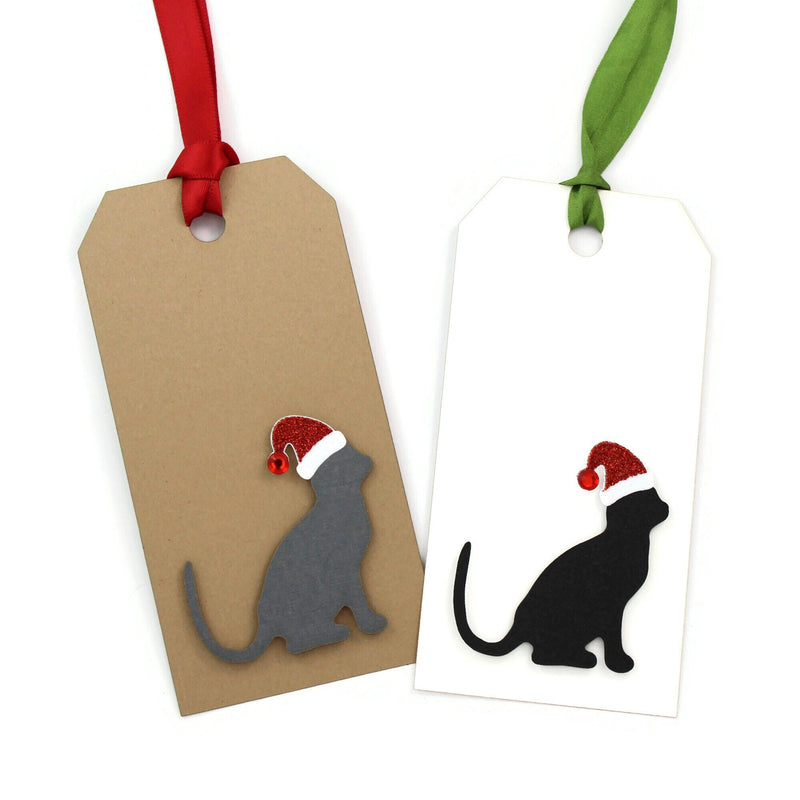 Cat Christmas Gift Tags, Handmade Pet Holiday Tags Pack of 6