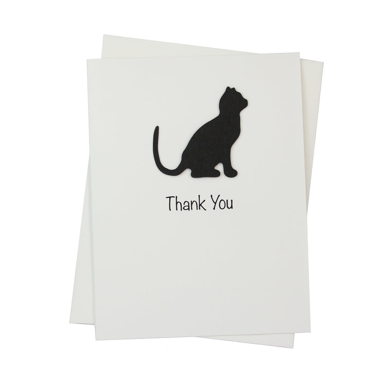 Cat Thank You Greeting Cards 10 Pack | Handmade Cat Greeting Cards | 25 Cat Colors Available | Choose Inside Phrase | Cat Notecards White