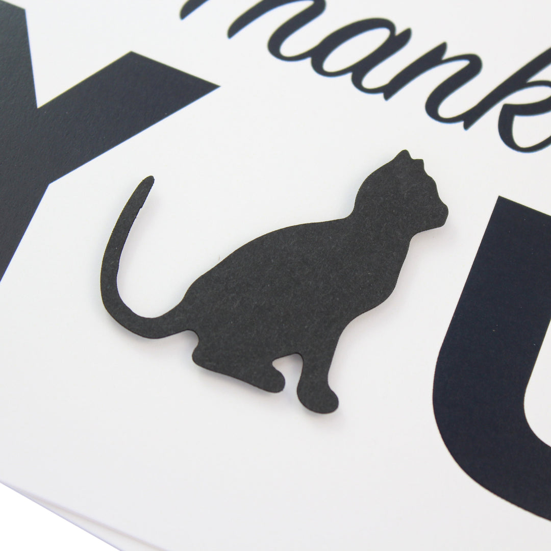 Cat Thank You Card Single | Handmade Cat Silhouette 5x7 Greeting Notecard | White or Kraft Brown with Envelope | Pet Lover Gift Blank Inside