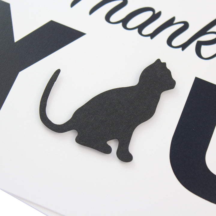 Cat Thank You Card Single | Handmade Cat Silhouette 5x7 Greeting Notecard | White or Kraft Brown with Envelope | Pet Lover Gift Blank Inside