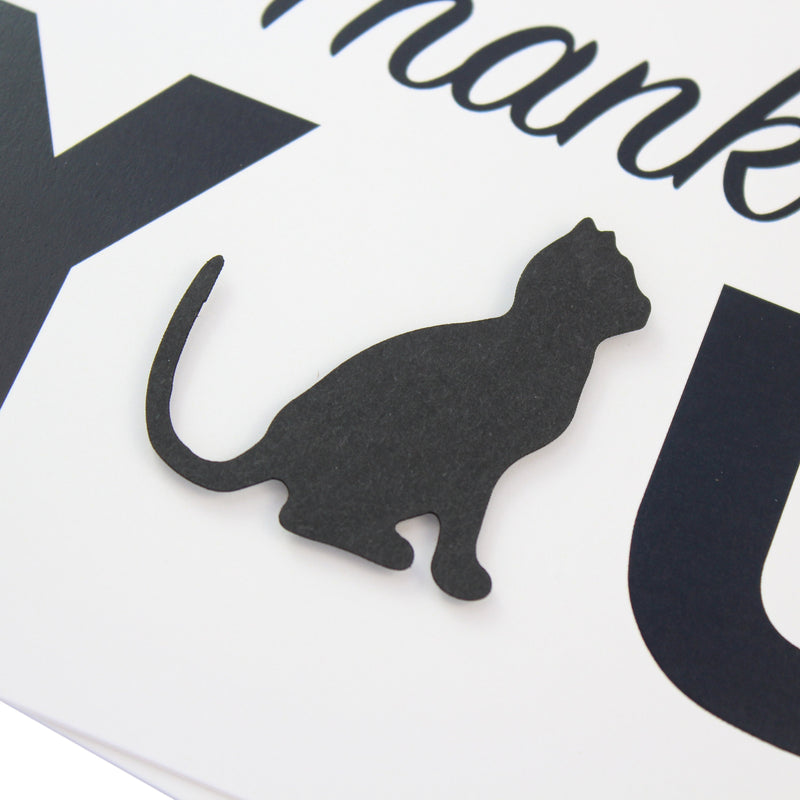 Cat Thank You Card Single | Handmade Cat Silhouette 5x7 Greeting Notecard | White or Kraft Brown with Envelope | Pet Lover Gift Blank Inside
