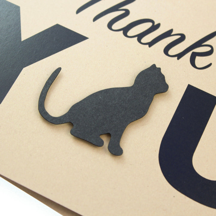 Cat Thank You Card Single | Handmade Cat Silhouette 5x7 Greeting Notecard | White or Kraft Brown with Envelope | Pet Lover Gift Blank Inside