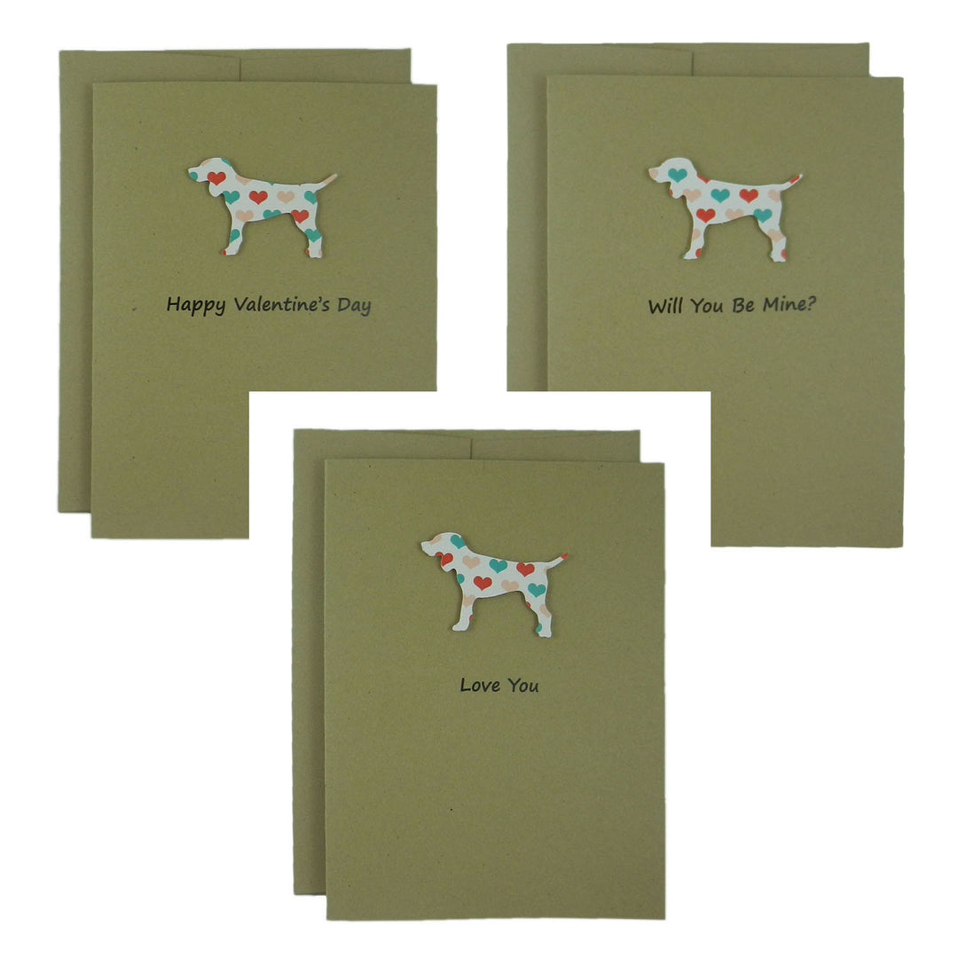 Dog Valentines Day Single Greeting Card - Standard Dog - Embellish by Jackie