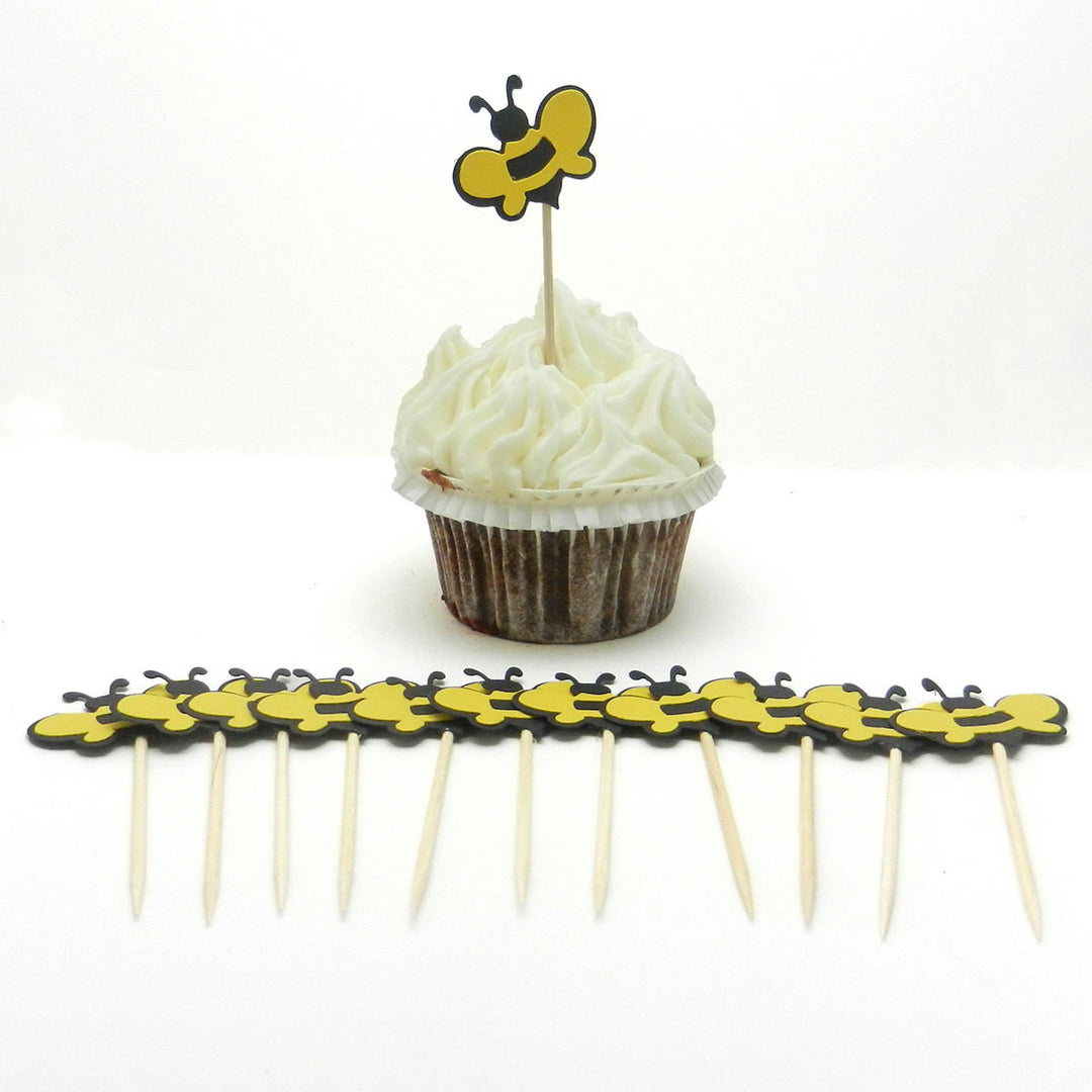 Bee Cupcake Topper - Set of 12 - Handmade Bee Cupcake Toppers - Bee Party Decorations - Embellish by Jackie