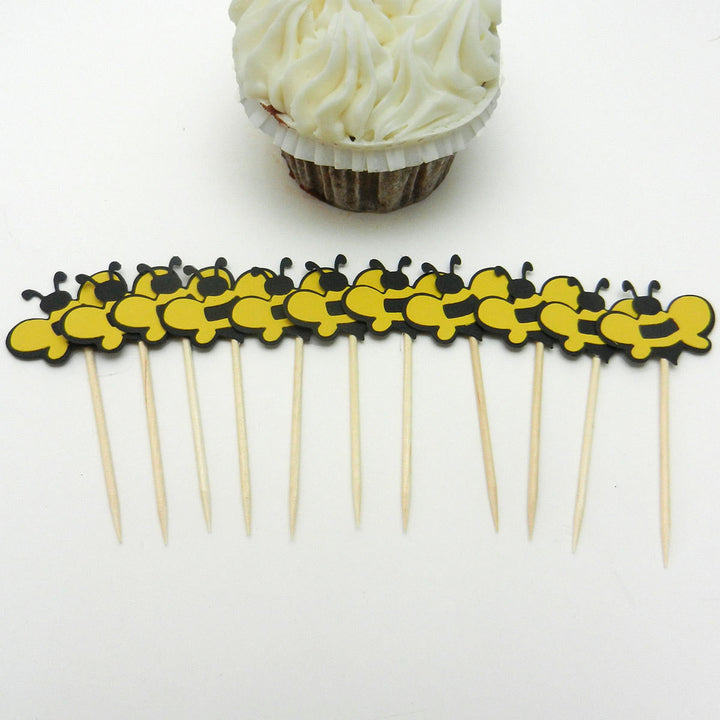 Bee Cupcake Topper - Set of 12 - Handmade Bee Cupcake Toppers - Bee Party Decorations - Embellish by Jackie